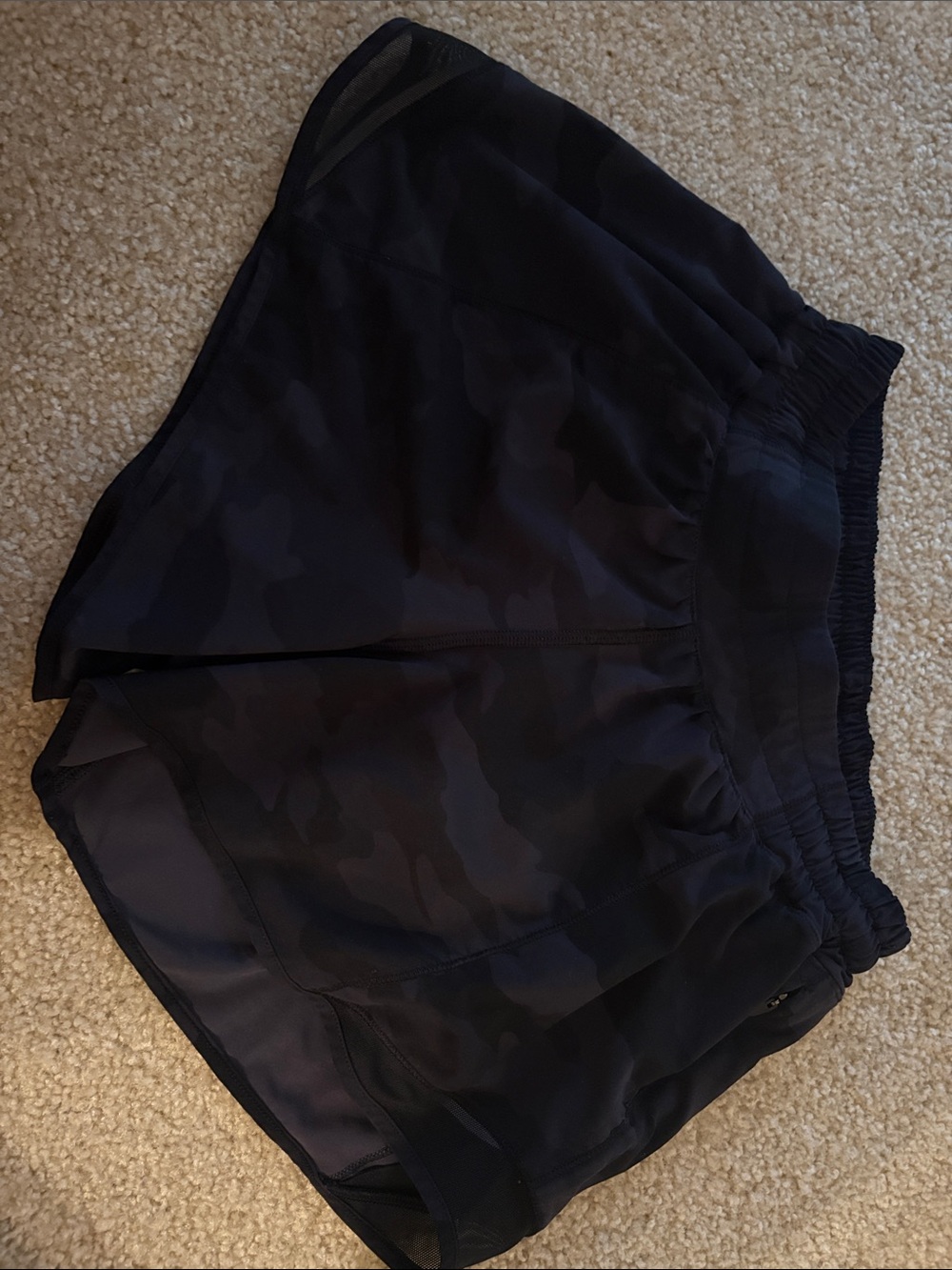 Women’s Lululemon Black Camo Athletic Shorts